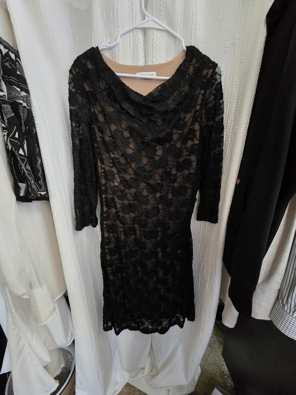 Womens XL Coldwater Creek Black Lace Midi Dress